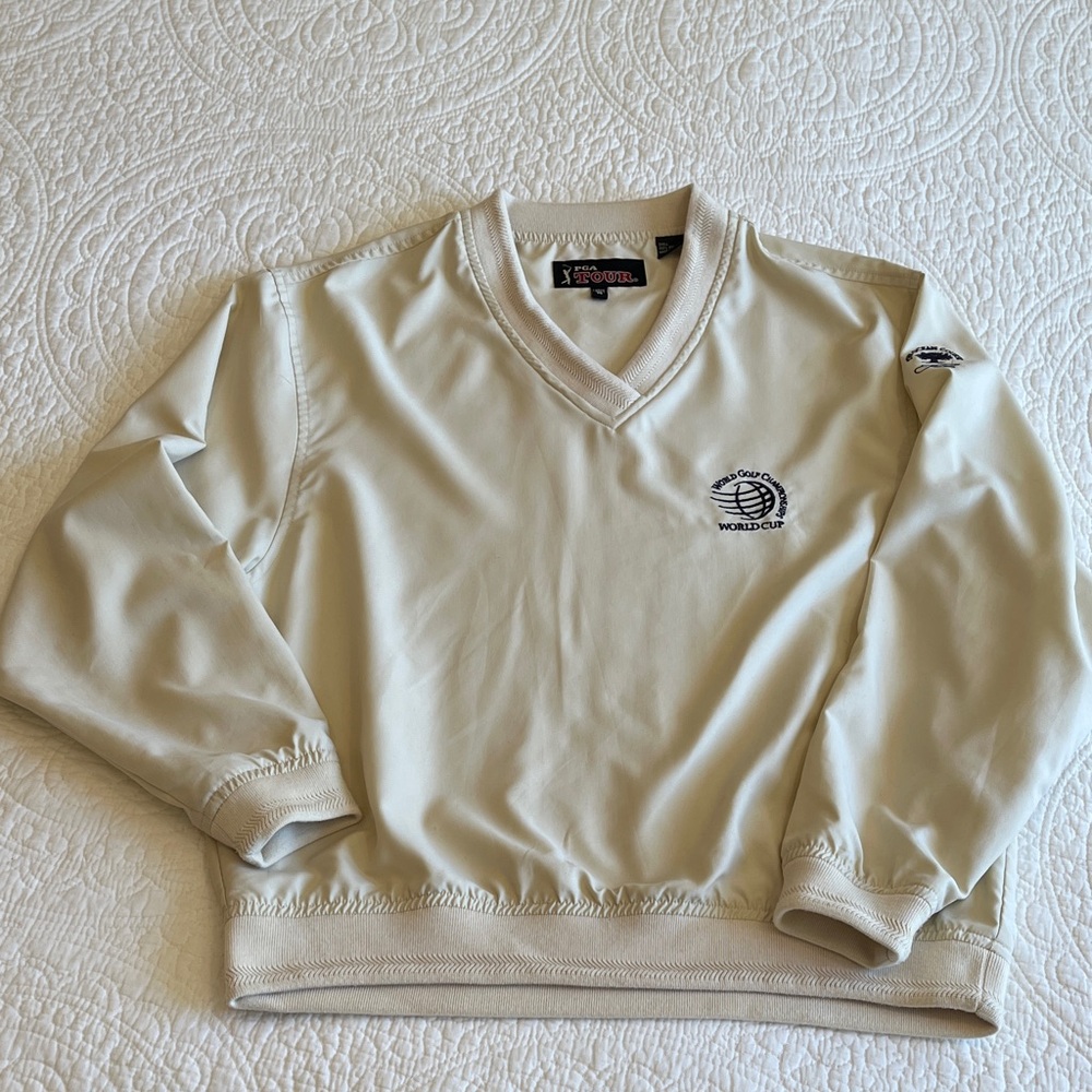 PGA‎ Tour Windbreaker Pullover Top Women's M World Cup Kiawah V-Neck Beige Golf - Picture 8 of 16